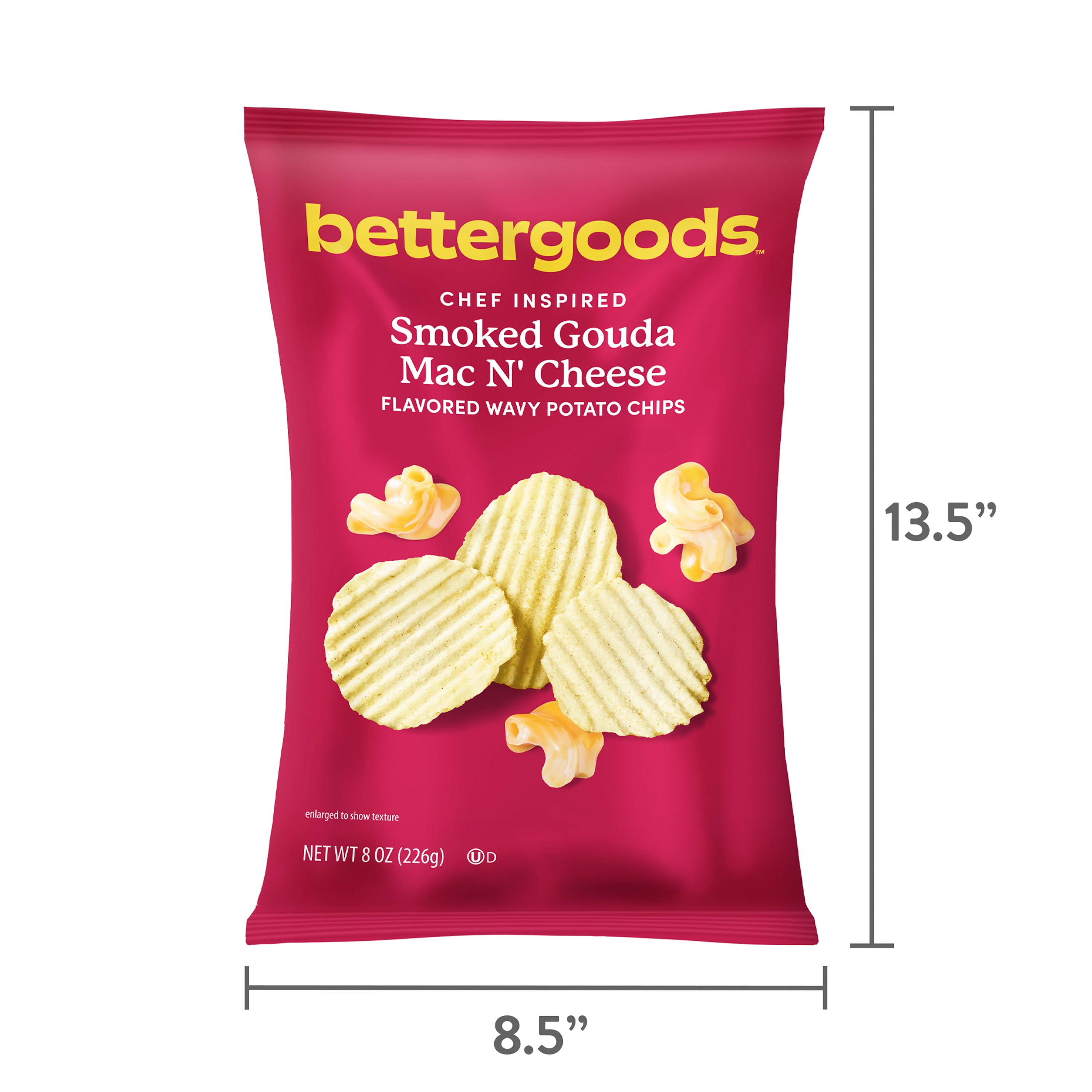 bettergoods Chef Inspired Smoked Gouda Mac N' Cheese Flavored Wavy Potato Chips, 8 oz