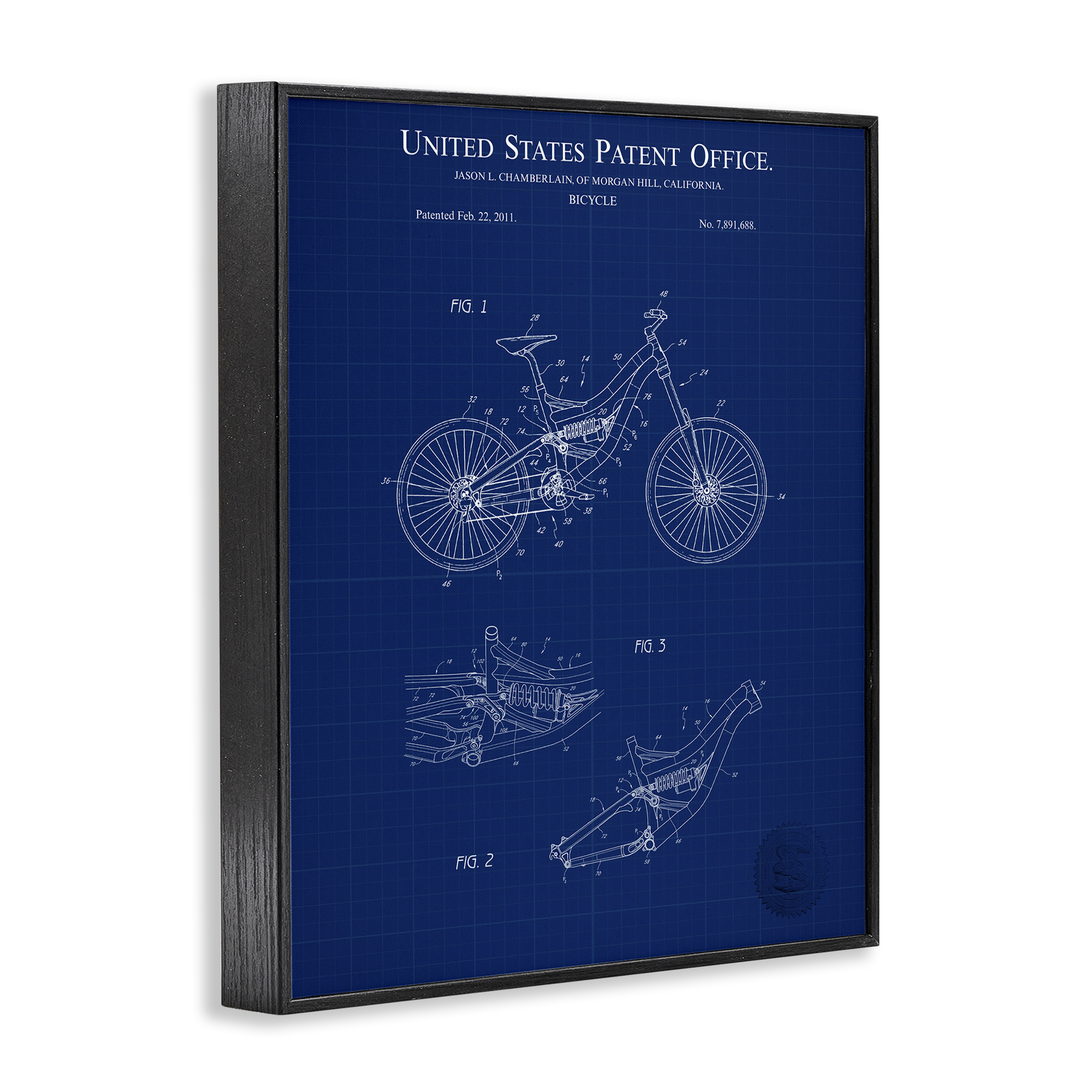 Stupell Industries Detailed Bicycle Blueprint Transportation Painting Black Framed Art Print Wall Art, 11 x 14