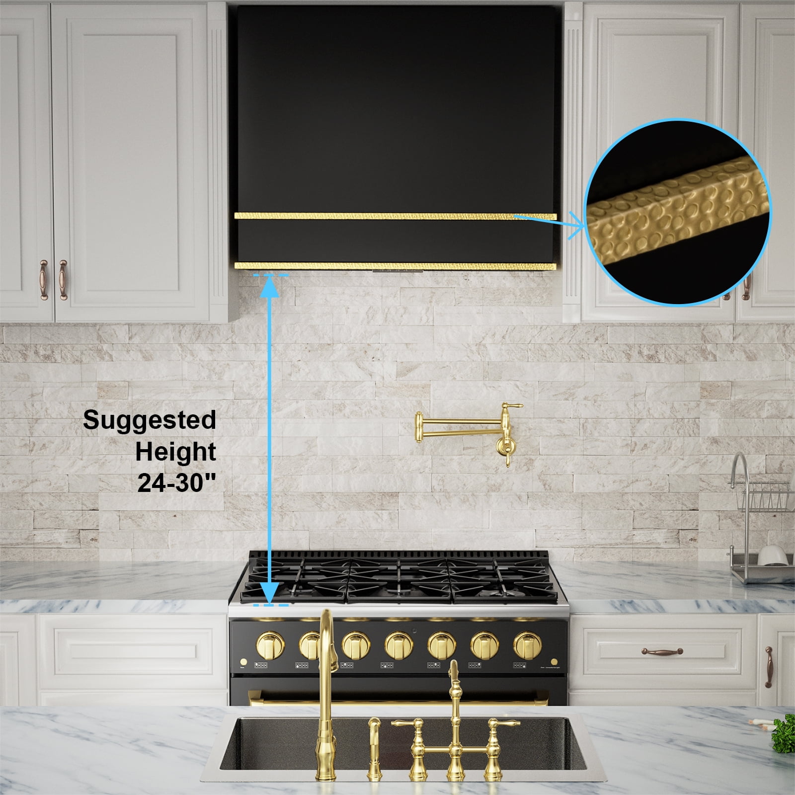 Akicon Range Hood 36 Inch, Ultra Quite Stainless Steel Ducted Kitchen Hood, Wall Mount Square Vent Hood with LED Light and Dishwasher-Safe Filters, 3 Speeds, 600 CFM (AK-HS36HB-JBG)