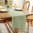thumbnail image 1 of Camino de mesa de algodón, 160 x 33 cm, decoración de mesa hecha a mano con flecos, para picnic, fiesta, cocina, boda., 1 of 5