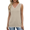 thumbnail image 2 of Women's Solid V-Neck Sleeveless Knit Sweater Tank Top Casual Layering Summer Top, 2 of 8