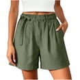 thumbnail image 7 of Hilenly Summer Shorts for Women Lightweight High Waisted Cotton Shorts Side Drawstring Loose Casual Short with Pockets, 7 of 7