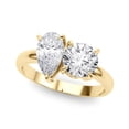 thumbnail image 2 of SZUL Women's 3 Carat TW Round And Pear Shape Lab Grown Diamond Ring in 14K Yellow Gold, 2 of 5