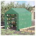 thumbnail image 2 of Walk-in Greenhouse for Outdoors with Roll-up Zipper Door, 18 Shelves, PE Cover, Small & Portable Build, Heavy Duty Humidity Seal, 95.25" x 70.75" x 82.75", Green Green + POLYETHYLENE, 2 of 9