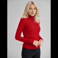thumbnail image 4 of Suéteres Acanalados para Mujer, Lindos Suéteres de Punto de Cuello Alto, Ajustados y Cálidos Rojo un Tamaño, 4 of 9