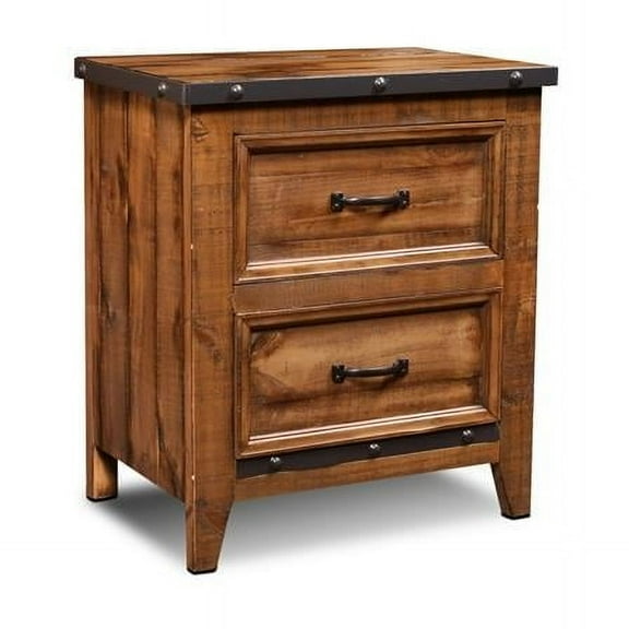 Sunset Trading Rustic City 2-Drawer Contemporary Wood Nightstand in Rustic Oak