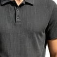 thumbnail image 4 of IROINNID Men's 2 Piece Short Sleeve Waffle Shirt and Dress Pants Set Pleated Front Belt Loops Business Casual Workwear Suit, 4 of 5