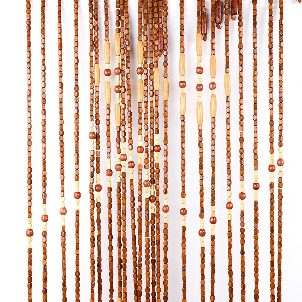 Bamboo Wooden Bead Curtain for Doorway, String Door Curtains Beaded 32 Lines