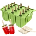 thumbnail image 1 of Reusable Bpa Free Silicone Popsicle Molds With 50 Wooden Sticks (green), 1 of 5