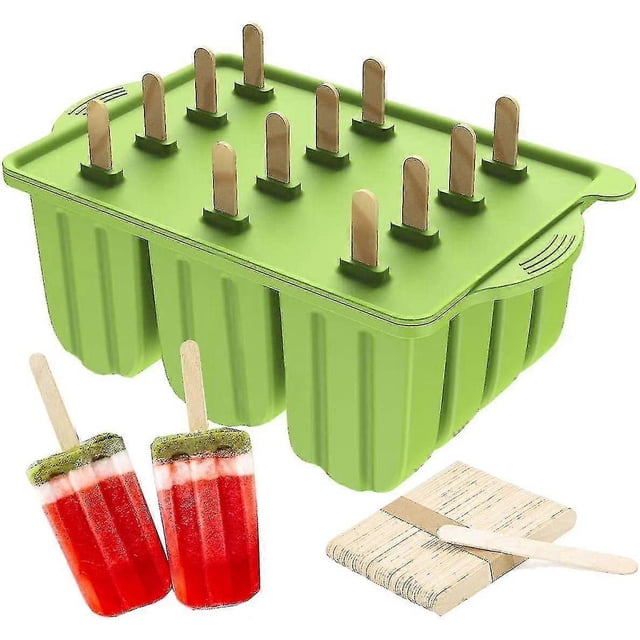 Reusable Bpa Free Silicone Popsicle Molds With 50 Wooden Sticks (green)