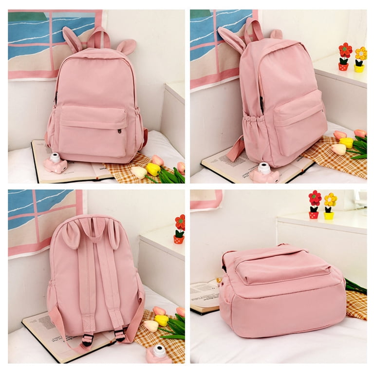 KEVCHE Bunny Ear Backpack with Cute Pendant for Students  display picture 1