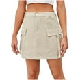 thumbnail image 2 of SDNall Jupe Cargo de Cowboy pour Femmes, Mode, Couleur Unie, Taille Élastique, 2 of 9