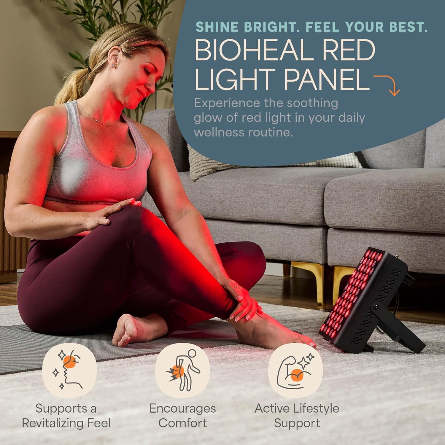 LifePro Red Light Therapy Panel – 660nm & 850nm Near Infrared Full Body LED Light Therapy for Daily Wellness – Includes Hanging Kit & Eyewear - Black