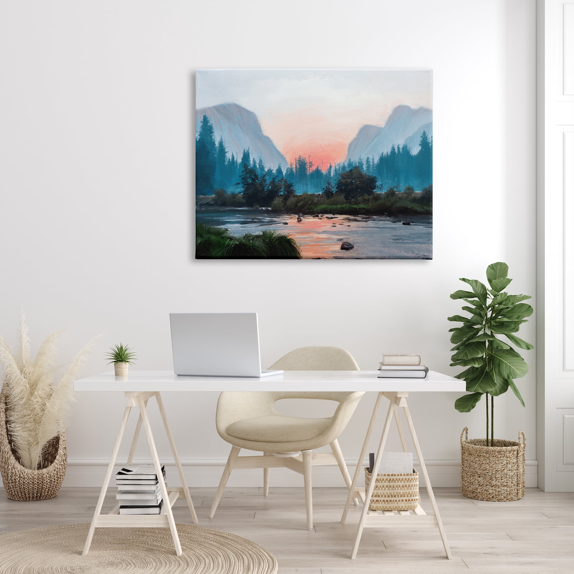 Stupell Industries Mountain Valley Tranquil Sunset Lake Reflection Painting Gallery Wrapped Canvas Print Wall Art, Design by Ziwei Li