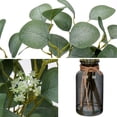 thumbnail image 5 of Artificial Eucalyptus Stems in Black Glass Vase with Faux Water, 14" Fake Plant Eucalyptus Leaves for Home Office Farmhouse Wedding Centerpiece Décor, 5 of 5
