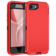 Petocase for 2022/2020/3rd/2rd iPhone SE Case,iPhone 8/7 Case,Built-in Screen Protector Shockproof Dust/Drop Proof 3 in 1 Full Body Rugged Heavy Duty Phone Cover for iPhone SE 2022/2020,Red Black