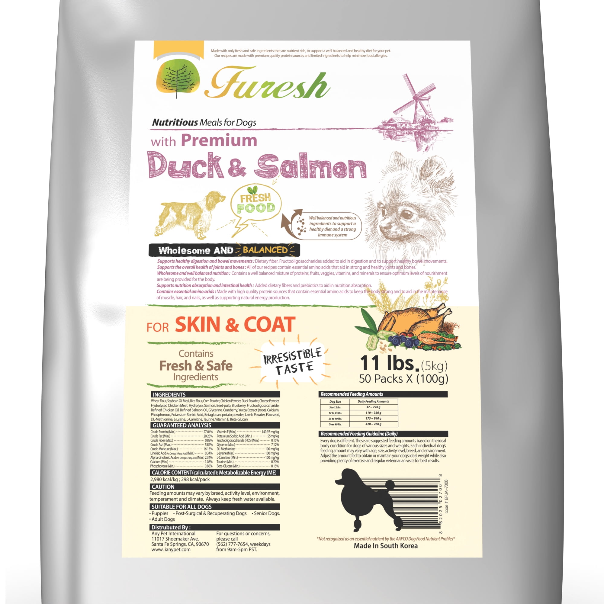 FURESH Limited Ingredient Dry Dog Food, Duck & Salmon Recipe, 11 lb Bag