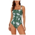 thumbnail image 1 of Huesdet Women's Ruched High Cut One Piece Swimsuit Tummy Control Bathing Suit Monokini[Green,XXL], 1 of 8