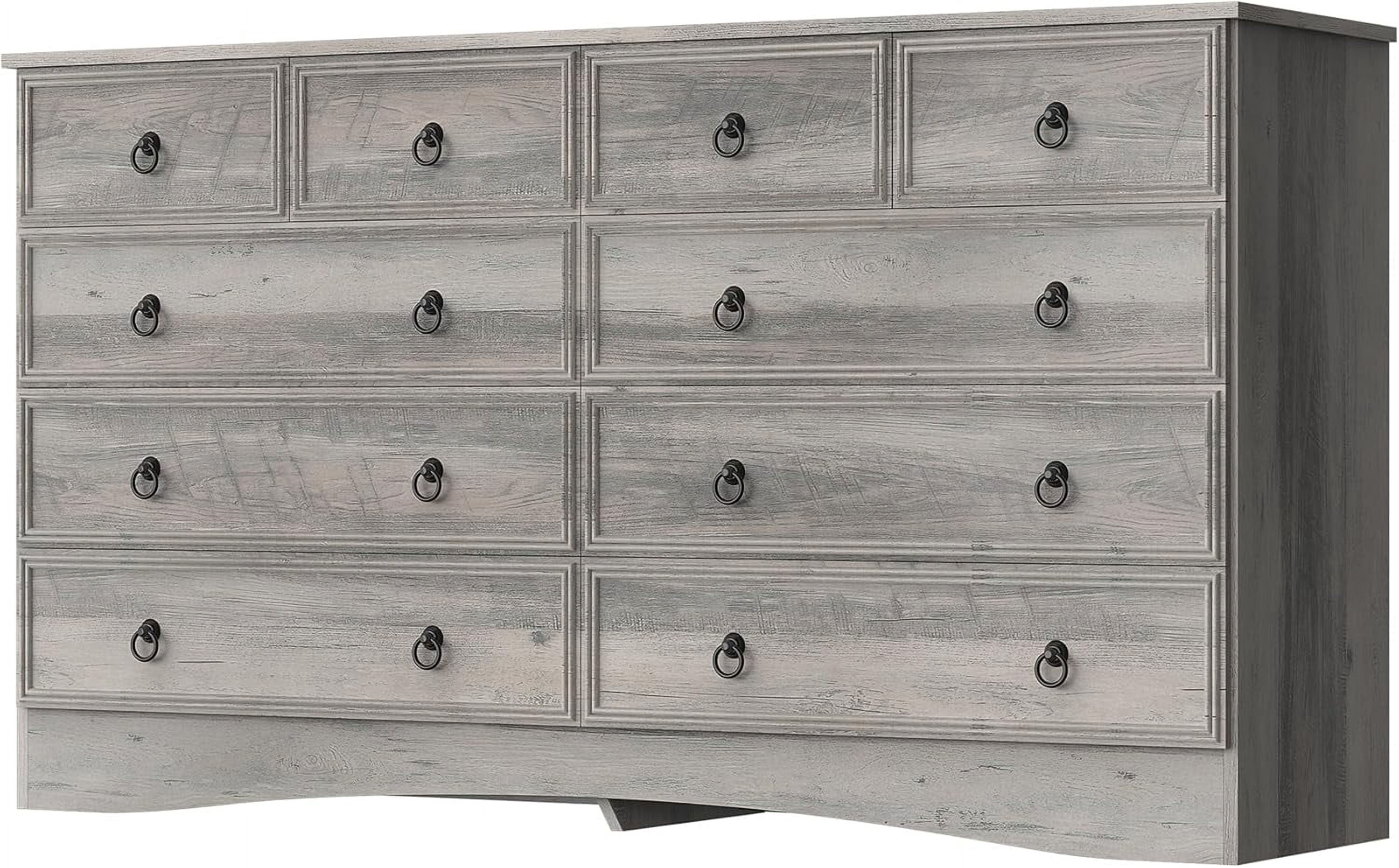 Frmobepts 10 Drawer Dresser for Bedroom, Dresser TV Stand, Chest of Drawers for Storage and Organization, Gray