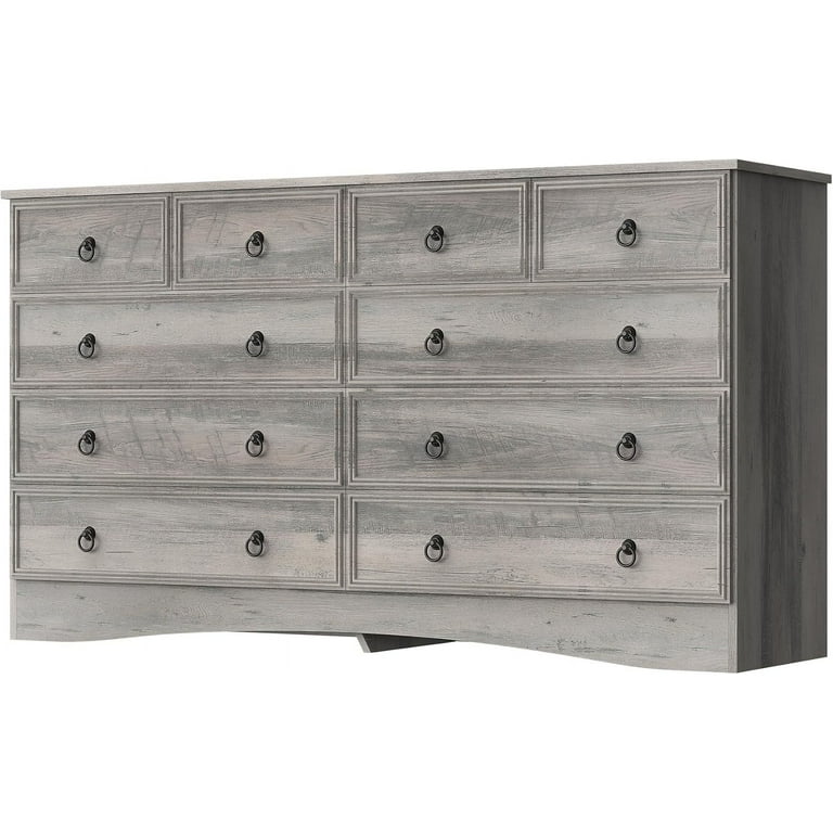Winkalon Farmhouse 10 Drawer Dresser, 55" Long Dressers for Bedroom, Chest  of Drawers Closet Organizers and Storage Clothes for Living Room, Hallway,  Gray - Walmart.com