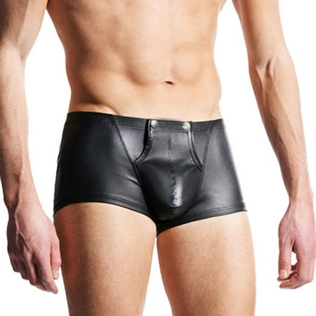 Yubnlvae Mens Leather Shorts Soft Underwear Pouch Underpants