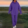 thumbnail image 4 of Huankd Plus Size Winter Clothes 2 Piece Outfits for Women Fleece Lounge Set With Oversized Top and Joggers Purple XL, 4 of 5