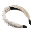 thumbnail image 6 of Unique Bargains 1 Pc Bling Twisted Faux Pearl Velvet Headband Headwear Hairband for Women Beige 1.2 Inch Wide, 6 of 7