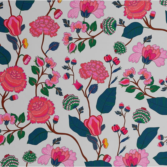 S4sassy Removable Asian Style Wall Decor, Finish Wallcover, Blossom Floral Print Contact Paper for Walls, Dresser, White Self Adhesive Vinyl Wallpaper Roll Contact Paper for Walls - 25"x120"