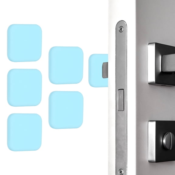 Uxcell 5Pcs Door Knob Wall Protector, 1.8" Square Silicone Door Stoppers Self Adhesive Handle Bumper Cushion Pad, Blue(0.4" Thickness)