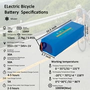 48V 10AH Lithium Battery Without Charger Rechargable 48V Ebike Battery 1000W for Electric Bike