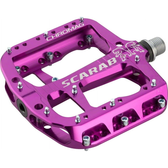Chromag Scarab Platform Pedals 9/16" Concave Alloy Body 24 Tunable Pins Purple