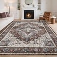 thumbnail image 2 of Hasoo Washable Area Rugs 10' x 13' Rug for Living Room Floral Modern Non Slip Throw Indoor Carpet, Red, 2 of 5