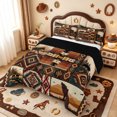 thumbnail image 2 of meiyoeat Howling Wolf Full Size Comforter Sets,Vintage Aztec Geometric Pattern Bedding Comforter Set For Boys,Black Reversible,3 Pieces,1 Comforter and 2 Pillowcases, 2 of 7