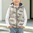 thumbnail image 3 of Atogsazn Toddler Baby Boys Full Zip Puffer Jacket Kids Casual Tie Dye Sleeveless Hooded Vest Windbreaker Tops Winter Brown 2-3 Years Fashion, 3 of 6