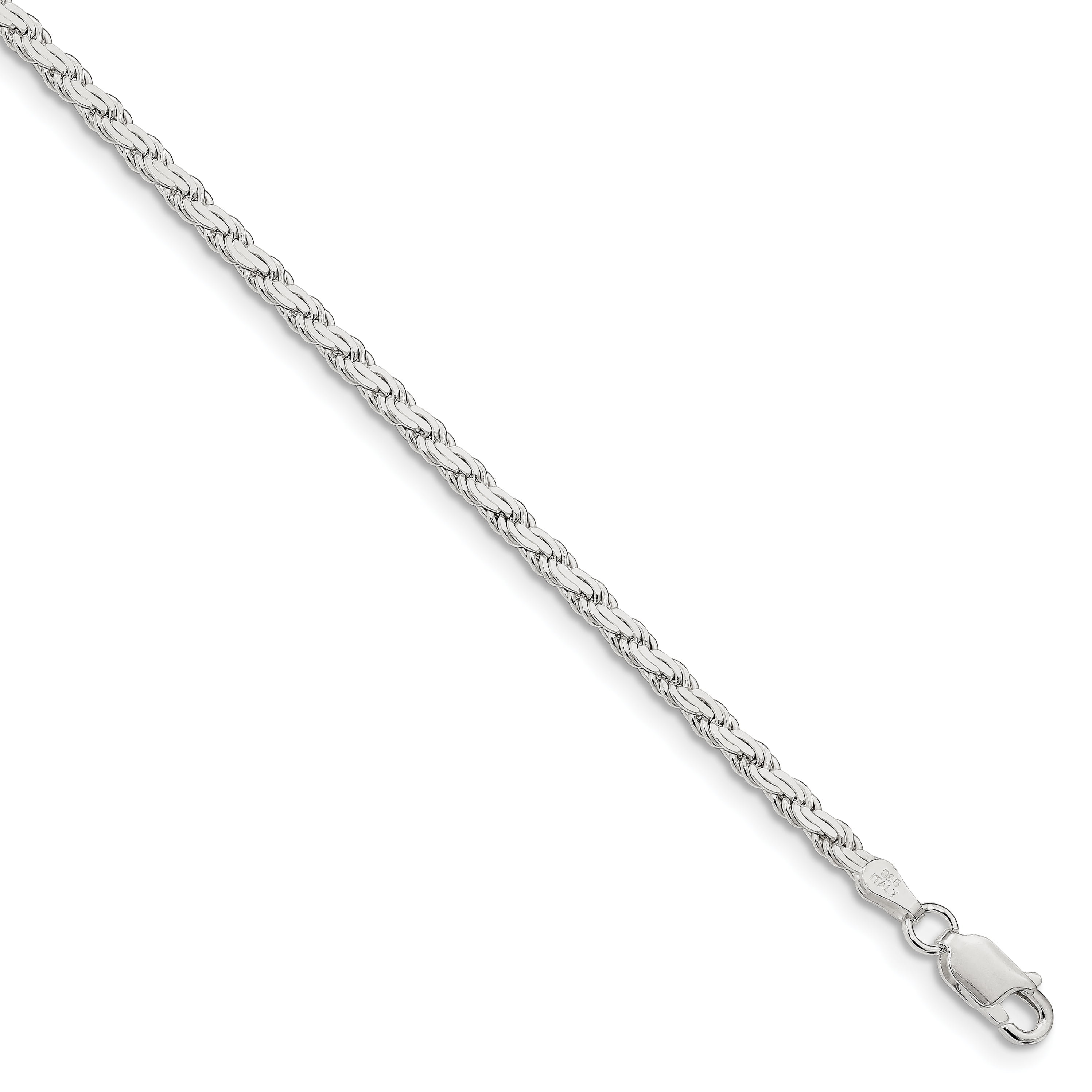 Sterling Silver 3.10mm Flat Rope Chain (Weight 4.95 Grams, Length 8