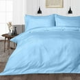 thumbnail image 3 of Pure Dreams Sheet Set 5 Piece - 400 Thread Count - 18" Deep Pocket - 100% Egyptian Cotton - Cool and Breathable - Light Blue Stripe, Full Size, 3 of 8