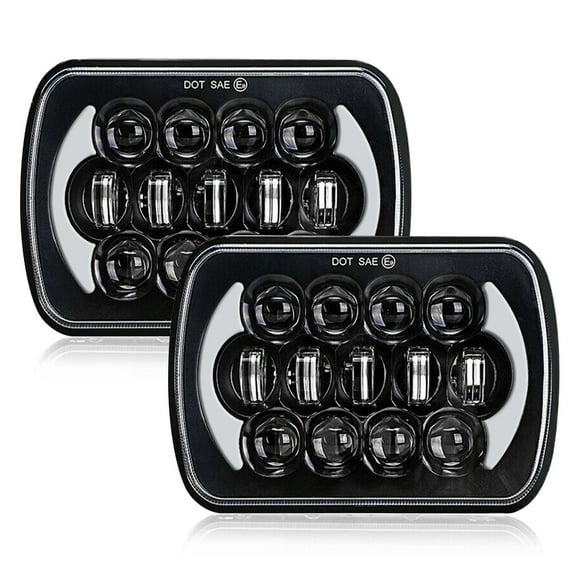 2PCS For Ford F600/700/800 FT900 F-100 Black 7X6 5X7 inch LED Headlight High Low Beam