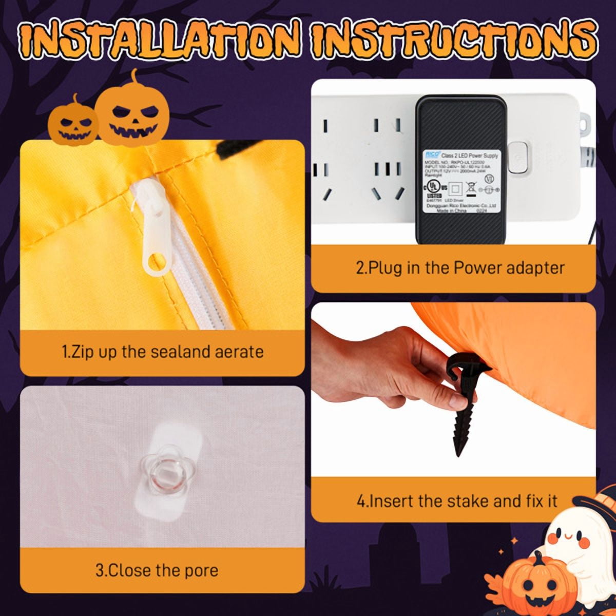 8FT Halloween Inflatable Pumpkin Ghost Scene - LED Lighted Outdoor Decor with Quick Inflation for Yard, Garden & Indoor Party
