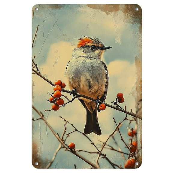 1pc Vintage Bird Metal Tin Sign, Iron Hanging Wall Art, Rustic Indoor/Outdoor Decor for Home, Bar, Cafe, Garage - 8x12 inches