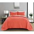 thumbnail image 2 of Quilt Set King/Cal King/California King Size Coral - Oversized Bedspread - Microfiber Coverlet - Includes 1 Quilt and 2 Shams, Ocean Star Pattern, 2 of 7