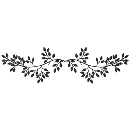 Olive Branch Wall Decor, 2 Pack Metal Leaf Wall Art, Wrought Iron Tree Sculpture for Above Bed, Living Room, Kitchen, Patio, Classic Design, Black