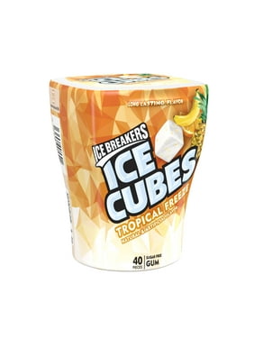 ICE BREAKERS ICE CUBES TROPICAL FREEZE Flavored Sugar Free Chewing Gum, Made With Xylitol, 3.24, Bottles (6 Count)