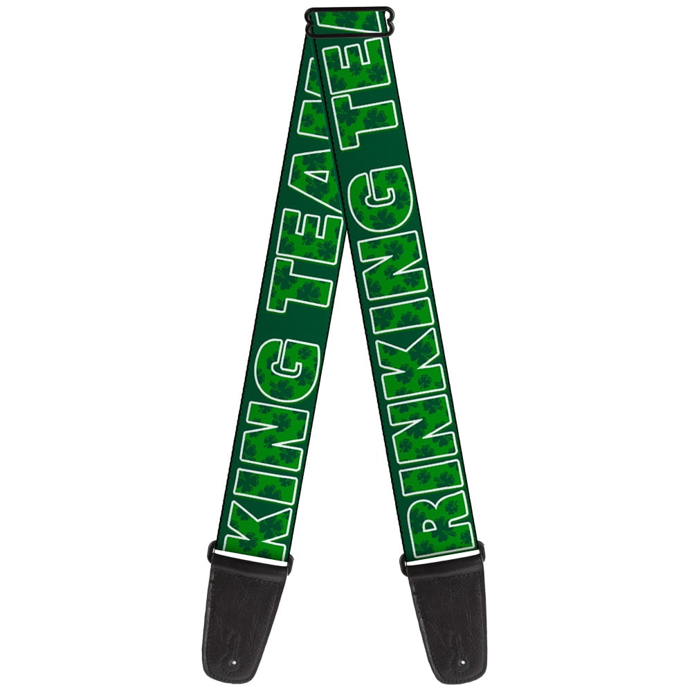 Buckle-Down Guitar Strap, St Pats Drinking Team Shamrocks Black Green White, 2 Inches Wide