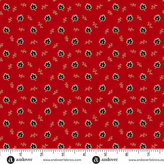 Cotton Carolina by Jo Morton Acorn Leaf 19th Century Civil War Reproduction Andover Fabrics Red Cotton Fabric Print by the Yard (A-5316-R)