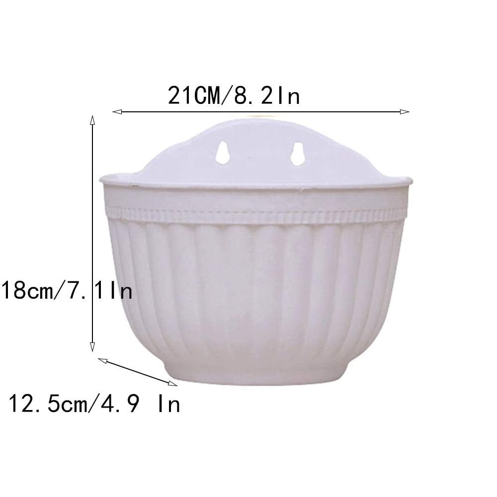 Set of 2 Pcs Hanging Planters Outdoor Hanging Basket Plastic Flower Pot Plants Holder Hanger for Balcony Fence Wall Mounted