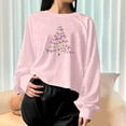 thumbnail image 3 of Craaazy Christmas T-Shirts For Women Funny Christmas Printed Casual Round Neck Long Sleeved Pullover Crop Tops Womens Tops, 3 of 6