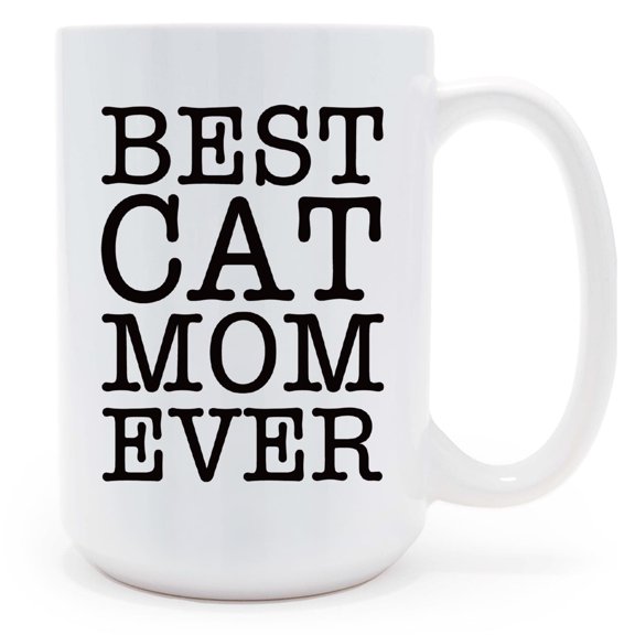 Mycheny Best Cat Mom Ever Coffee Mug - Cat-Themed Gifts for Women, Mother's Day Gifts Mom Mug, 15oz Tea Cup for Cat Lover