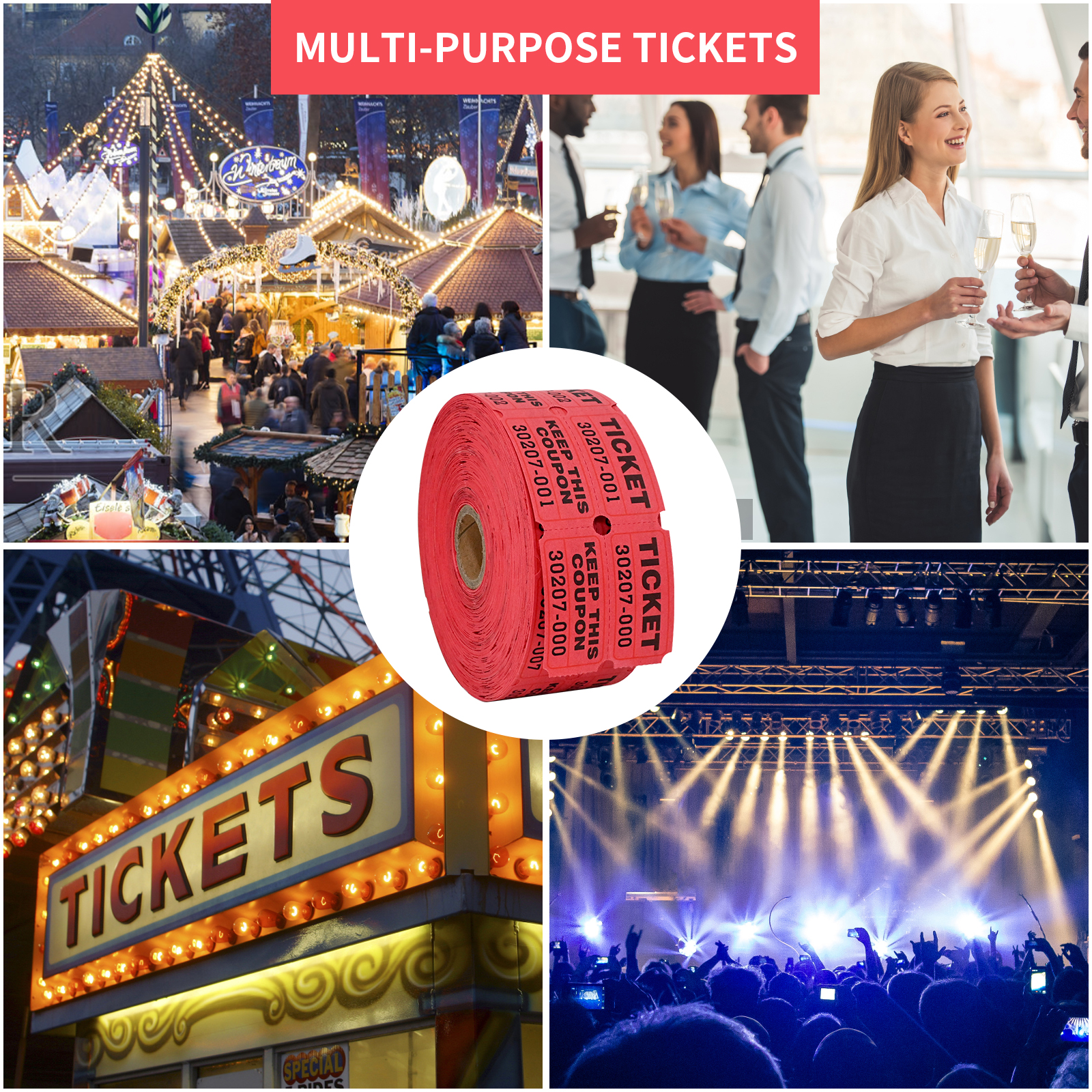 L LIKED Raffle Tickets Double Rolls 1000 per Roll 50/50 Raffle Tickets for Events, Entry, Class Reward, Fundraiser & Prizes(Red)