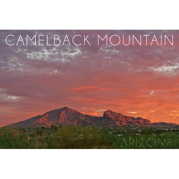 Camelback Mountain, Arizona, Sunset Photography (36x54 Giclee Gallery Art Print, Vivid Textured Wall Decor)