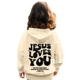 thumbnail image 4 of Grblisyd Boys Girls Graphic Hoodies Cute JESUS LOVES YOU Letter Print Long Sleeve Pullover Hoodie Sweatshirt, 4 of 6